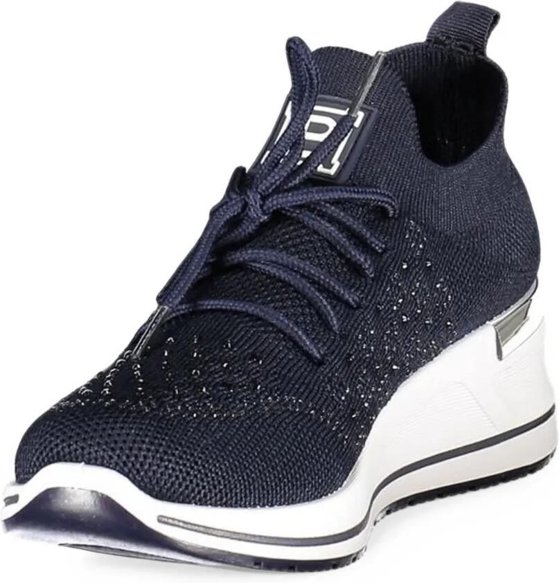 Laura Biagiotti rhinestone-embellished wedge sneakers Blauw - Foto 2