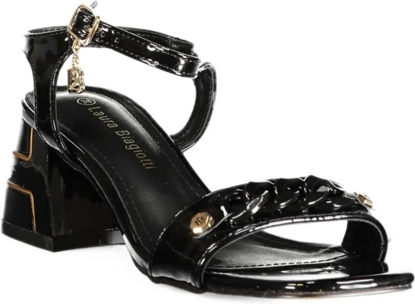 Laura Biagiotti Sandalen met lakleren afwerking en schakelketting Zwart - Foto 3