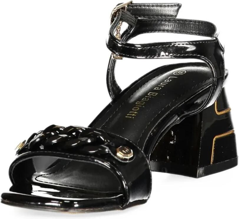 Laura Biagiotti Sandalen met lakleren afwerking en schakelketting Zwart - Foto 2