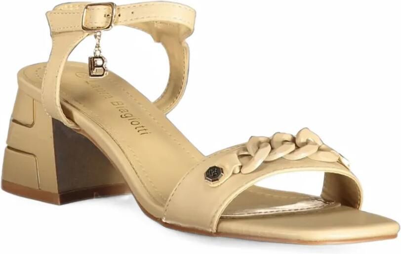 Laura Biagiotti Sandalen met schakelketting en gesp Beige
