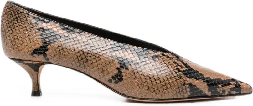 Le Monde Beryl Babouche pumps met slangen-effect Bruin