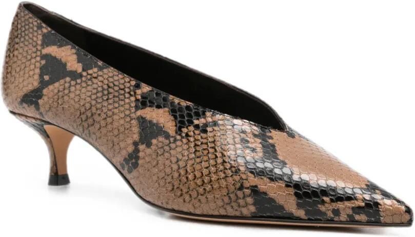 Le Monde Beryl Babouche pumps met slangen-effect Bruin - Foto 2