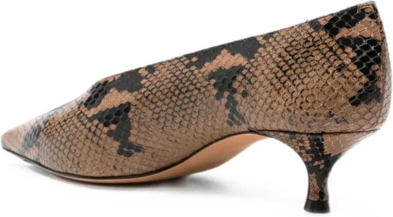 Le Monde Beryl Babouche pumps met slangen-effect Bruin - Foto 3