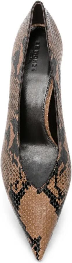 Le Monde Beryl Babouche pumps met slangen-effect Bruin - Foto 4