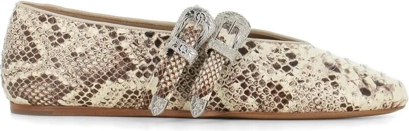 Le Monde Beryl Classic Claudia ballerina's met slangen-effect Beige