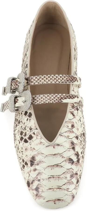 Le Monde Beryl Classic Claudia ballerina's met slangen-effect Beige - Foto 2
