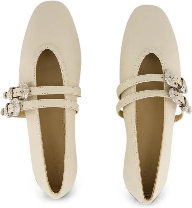 Le Monde Beryl Claudia leren ballerina's met gesp Beige