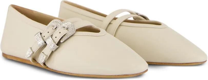 Le Monde Beryl Claudia leren ballerina's met gesp Beige - Foto 3