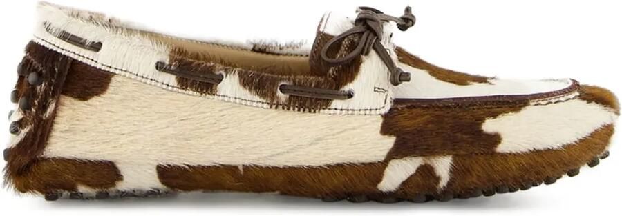 Le Monde Beryl Driver loafers met kalfshaar Beige