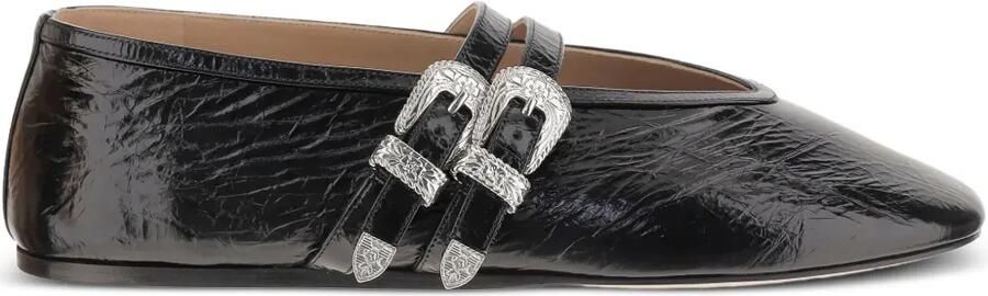 Le Monde Beryl Leren sandalen met gespdetail Zwart
