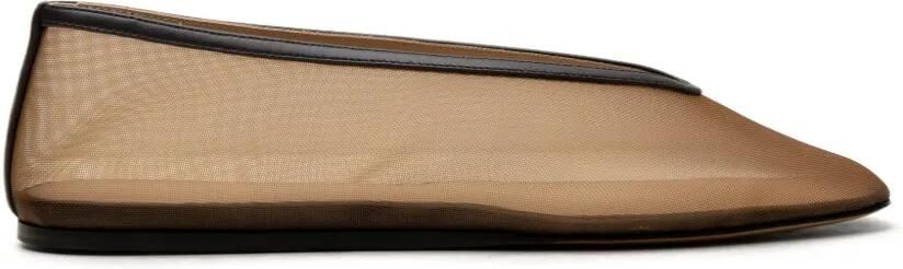 Le Monde Beryl Luna ballerina's met mesh Bruin