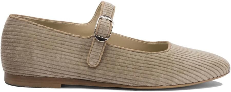 Le Monde Beryl Ribfluwelen ballerina's met gesp Beige