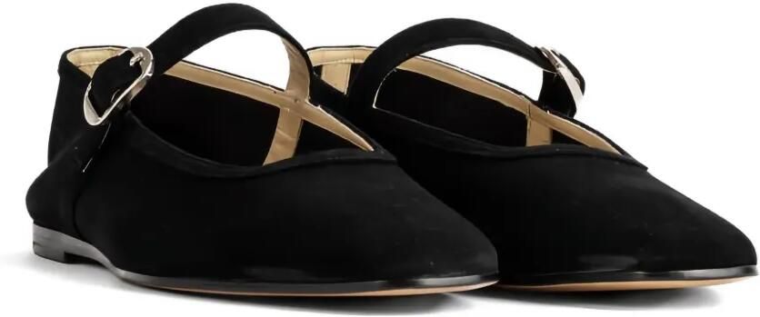 Le Monde Beryl Suède ballerina's met gespsluiting Zwart