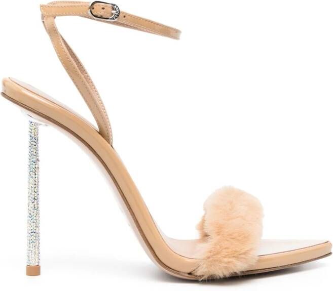 Le Silla Bella 105mm faux-fur sandals Beige