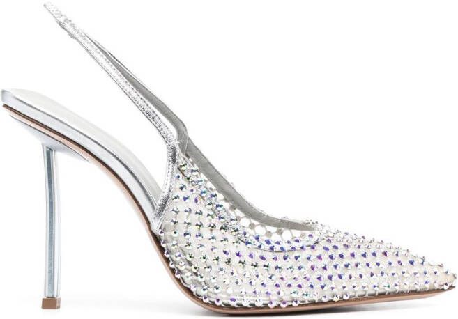 Le Silla Slingback pumps verfraaid met kristallen Zilver