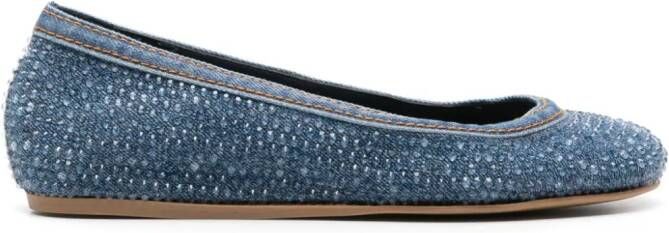 Le Silla Duchess denim ballerina's Blauw