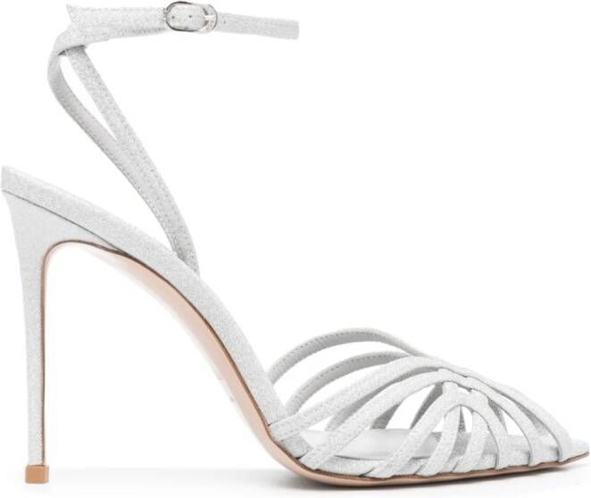 Le Silla Embrace 110mm sandalen verfraaid met glitter Zilver