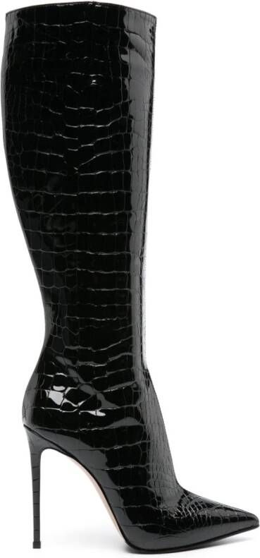 Le Silla Eva laarzen met krokodillenleer-reliëf Zwart