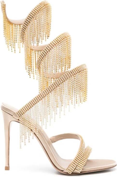 Le Silla Jewels sandalen met franje 110 mm Beige