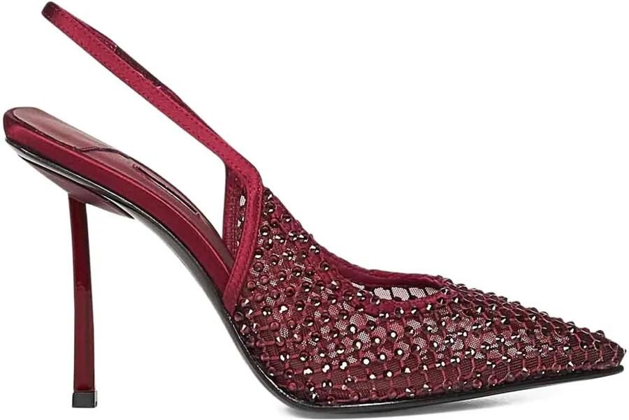 Le Silla 100 mm Gilda slingback pumps met kristallen Rood