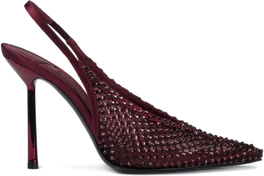 Le Silla 100 mm Gilda slingback pumps met kristallen Rood