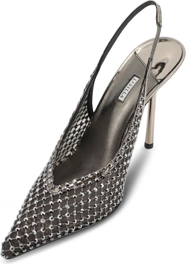 Le Silla 100 mm Gilda slingback pumps met kristallen Wit - Foto 3