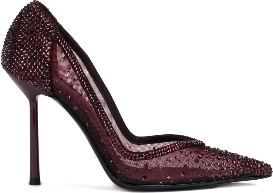 Le Silla 100 mm Nicole mesh pumps verfraaid met kristallen Rood