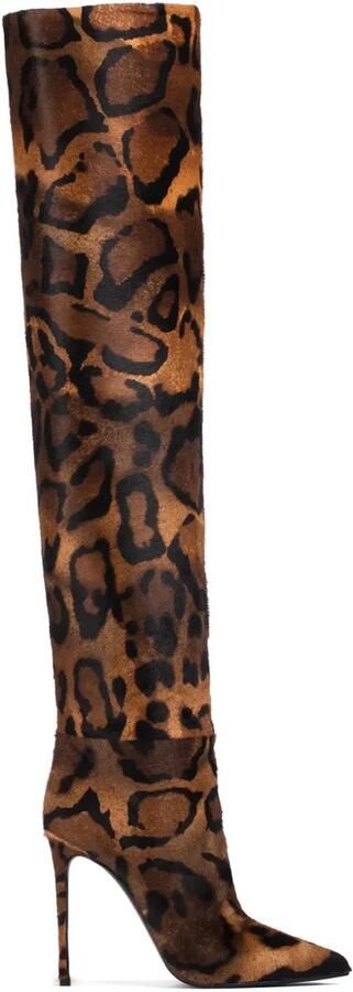 Le Silla 120 mm Eva leren laarzen met luipaardprint Bruin