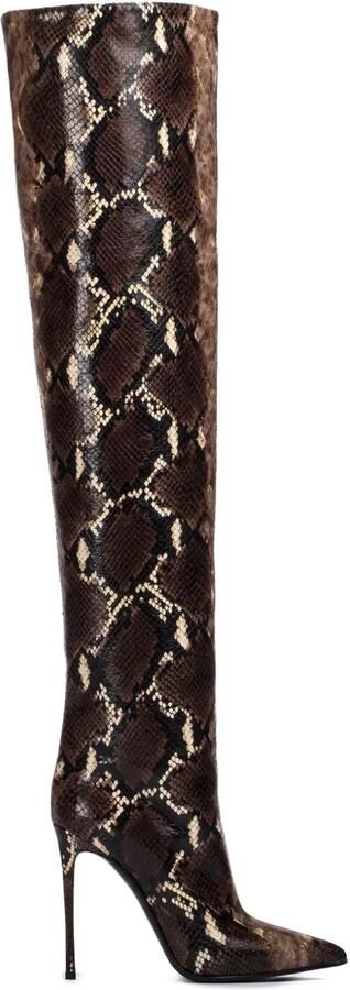 Le Silla 120 mm Eva leren laarzen met slangenprint Bruin - Foto 1