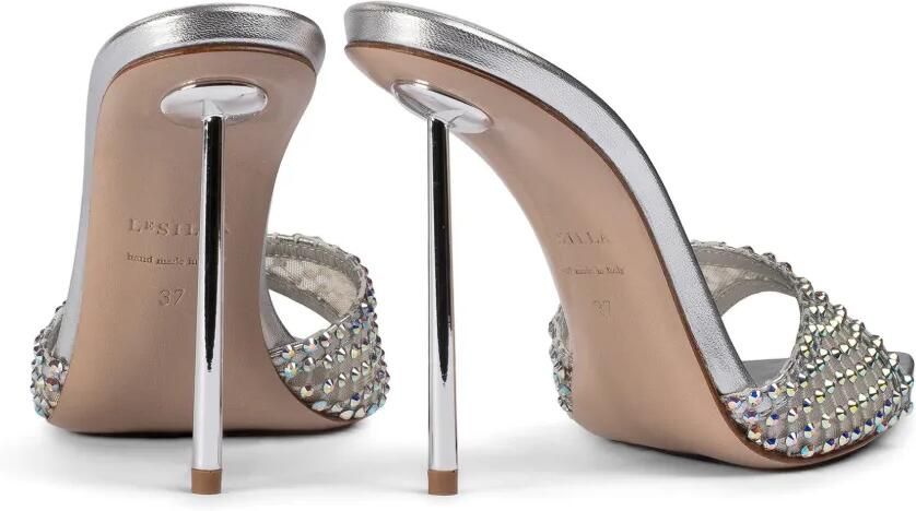 Le Silla 120 mm Gilda stiletto sandalen verfraaid met kristallen Zilver
