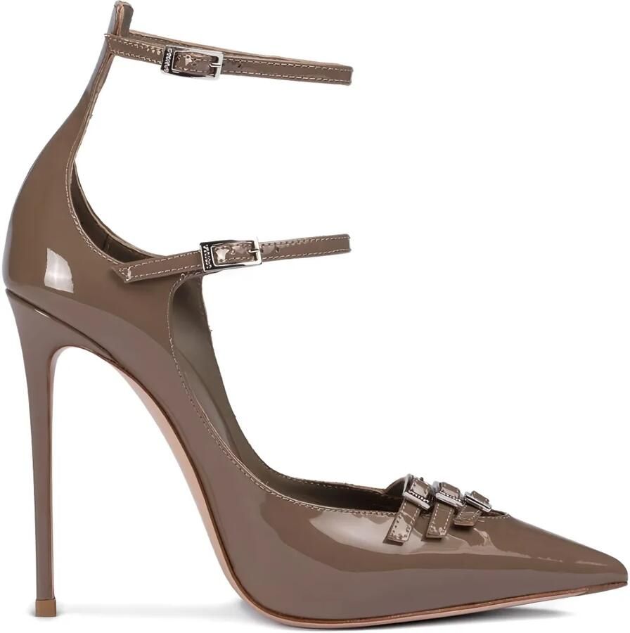 Le Silla 120mm pumps met puntige neus en gespbandje Bruin