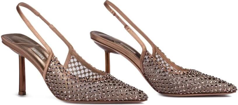 Le Silla 80 mm Gilda slingback pumps met kristallen Bruin