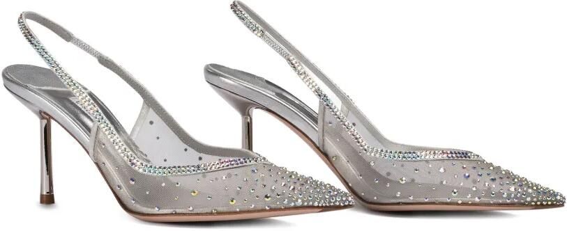 Le Silla 80 mm Nicole slingback pumps verfraaid met kristallen Zilver
