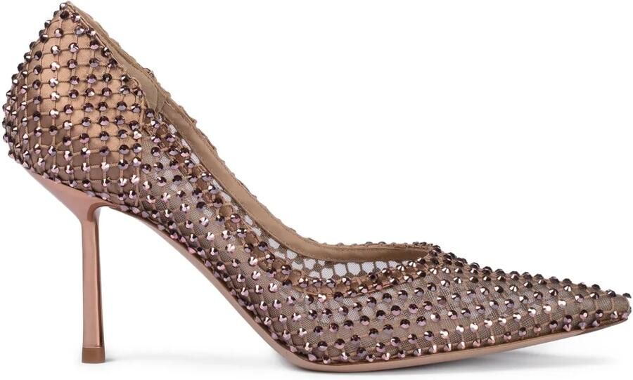 Le Silla 90 mm Gilda mesh pumps verfraaid met kristallen Roze