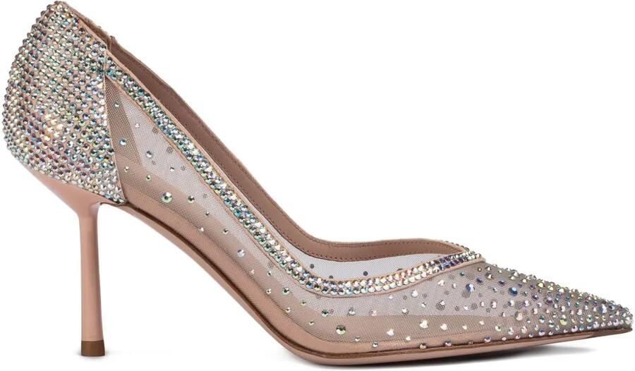 Le Silla 90 mm Nicole mesh pumps verfraaid met kristallen Grijs