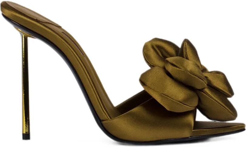 Le Silla Bella satijnen sandalen met roosdetail Groen