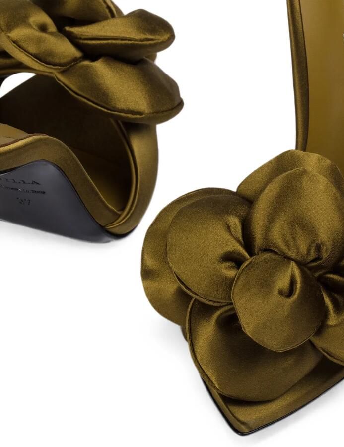 Le Silla Bella satijnen sandalen met roosdetail Groen - Foto 2