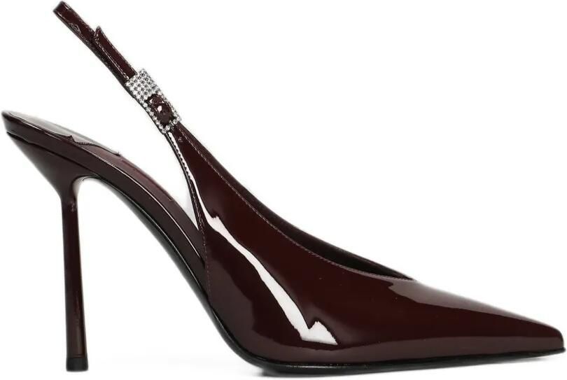 Le Silla Clivage patent-finish crystal-embellished slingback pumps Rood