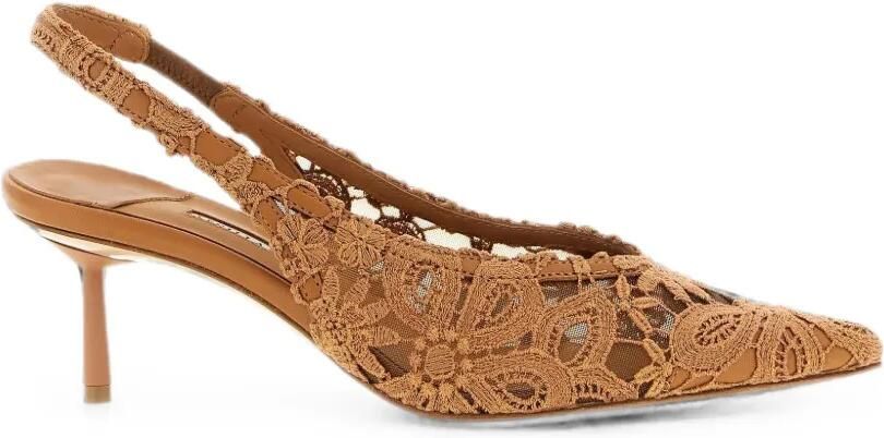 Le Silla Clivage slingback pumps verfraaid met kant Bruin