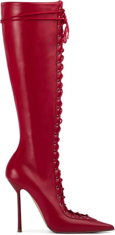 Le Silla Colette 120 leren veterlaarzen Rood