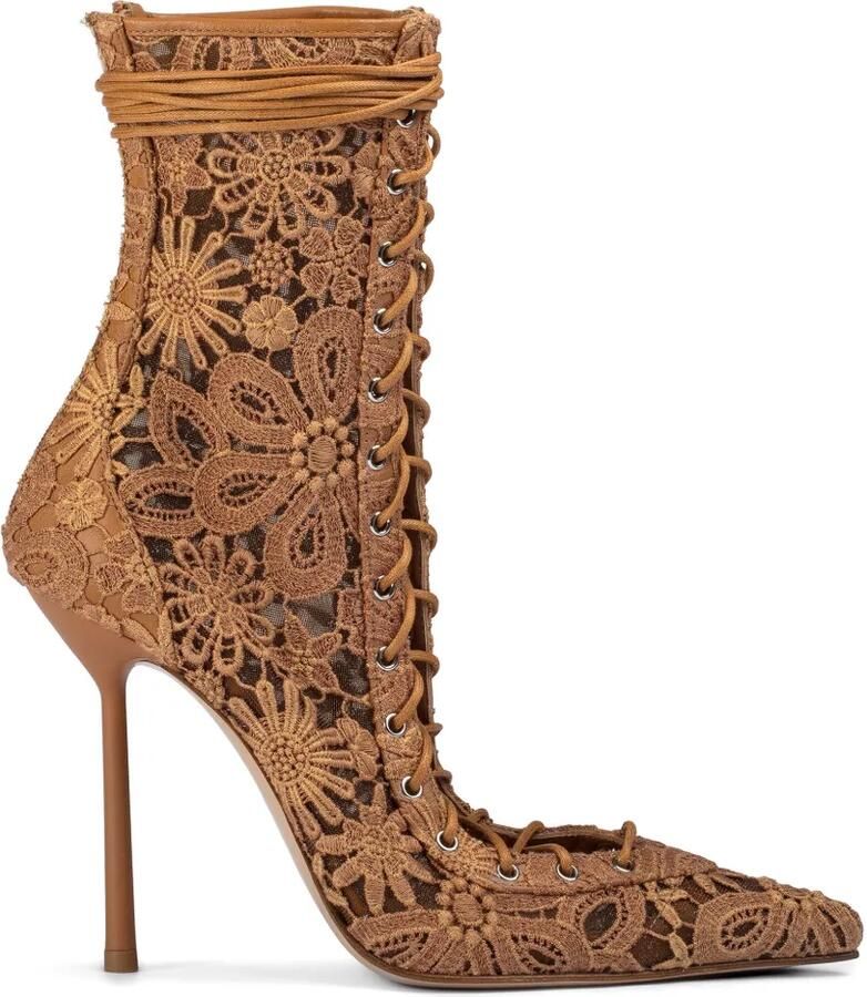 Le Silla Colette enkellaarzen met veters Bruin