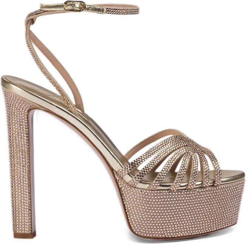 Le Silla Embrace crystal-embellished platform sandals Beige