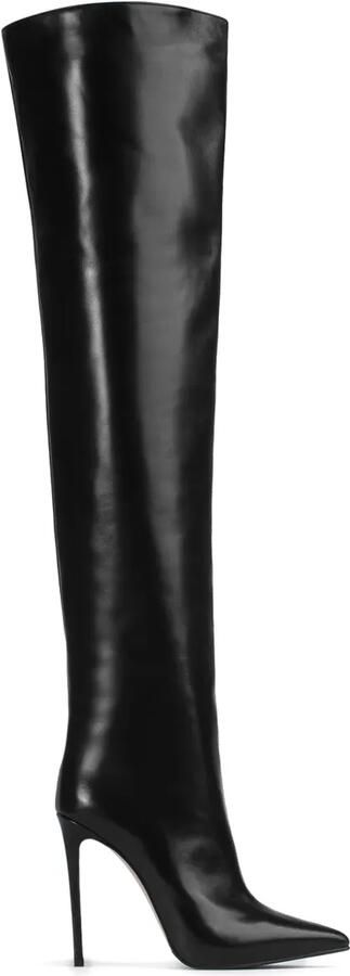 Le Silla Eva leren overknee laarzen 120 mm Zwart