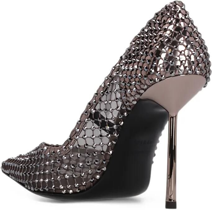 Le Silla Gilda crystal-embellished mesh pumps Grijs - Foto 4
