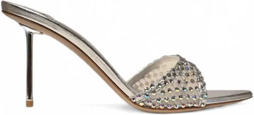 Le Silla Gilda sandalen met puntige neus en verfraaid met kristallen Zilver