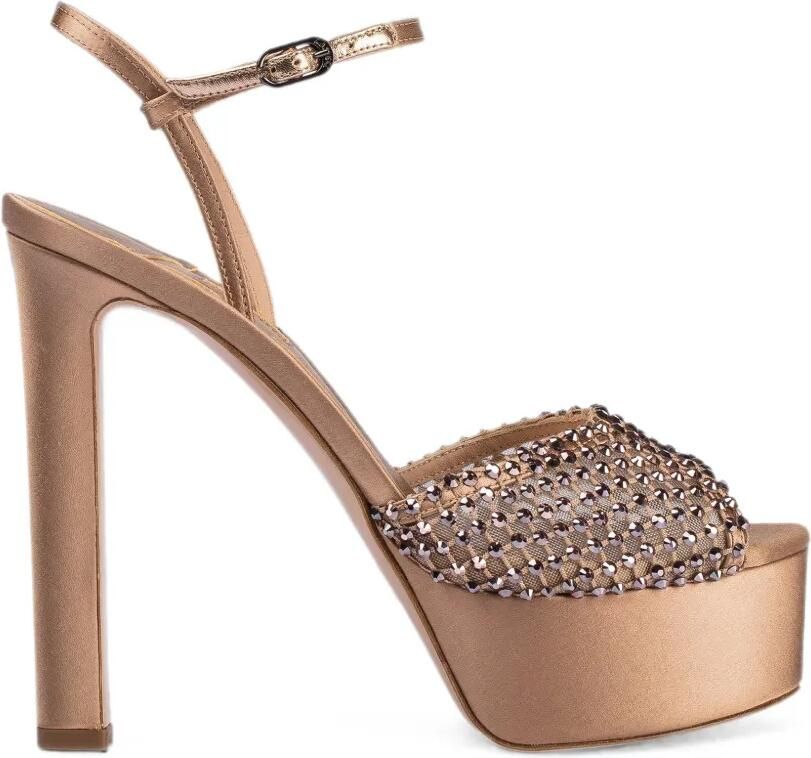 Le Silla Gilda sandalen verfraaid met kristallen en plateauzool Beige
