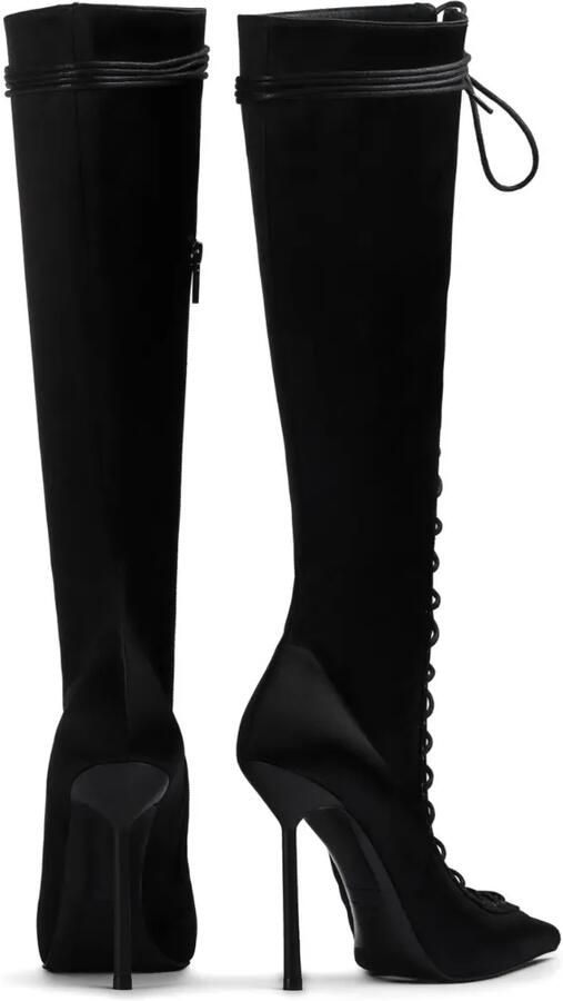 Le Silla lace-up pointed-toe boots Zwart - Foto 4
