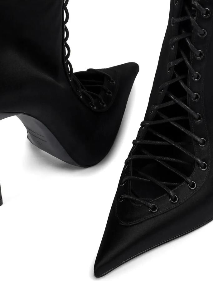 Le Silla lace-up pointed-toe boots Zwart - Foto 3