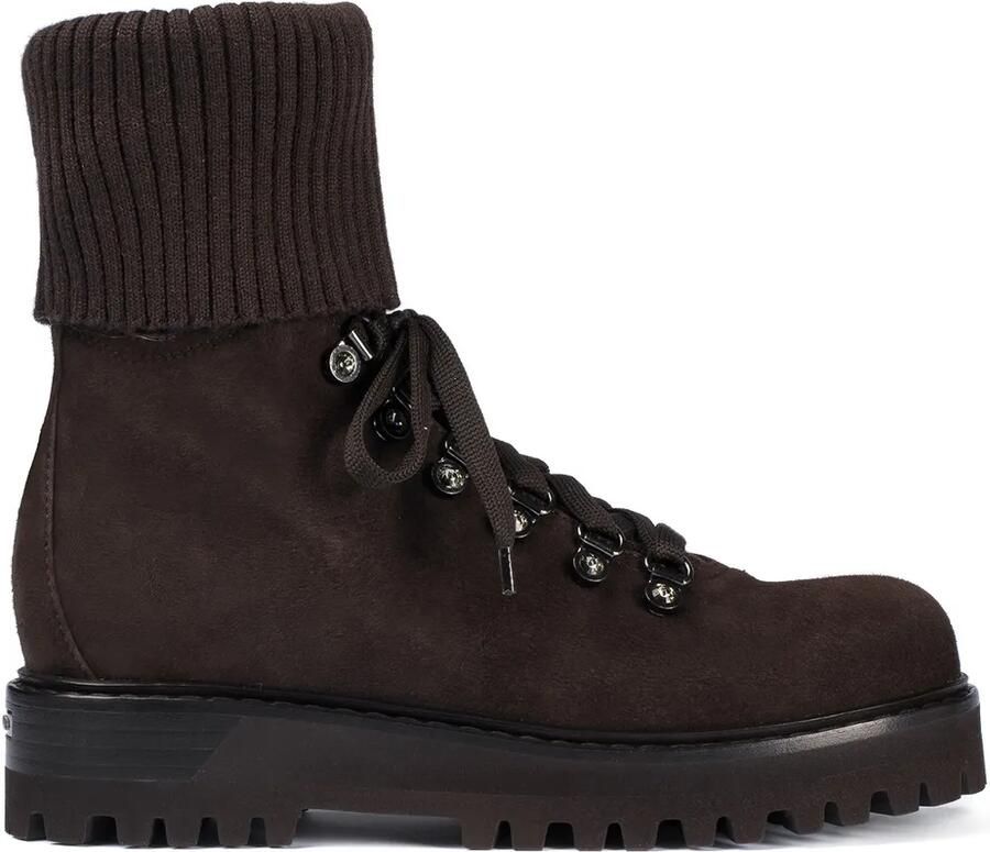Le Silla St. Moritz enkellaarzen met gebreide cuffs Bruin