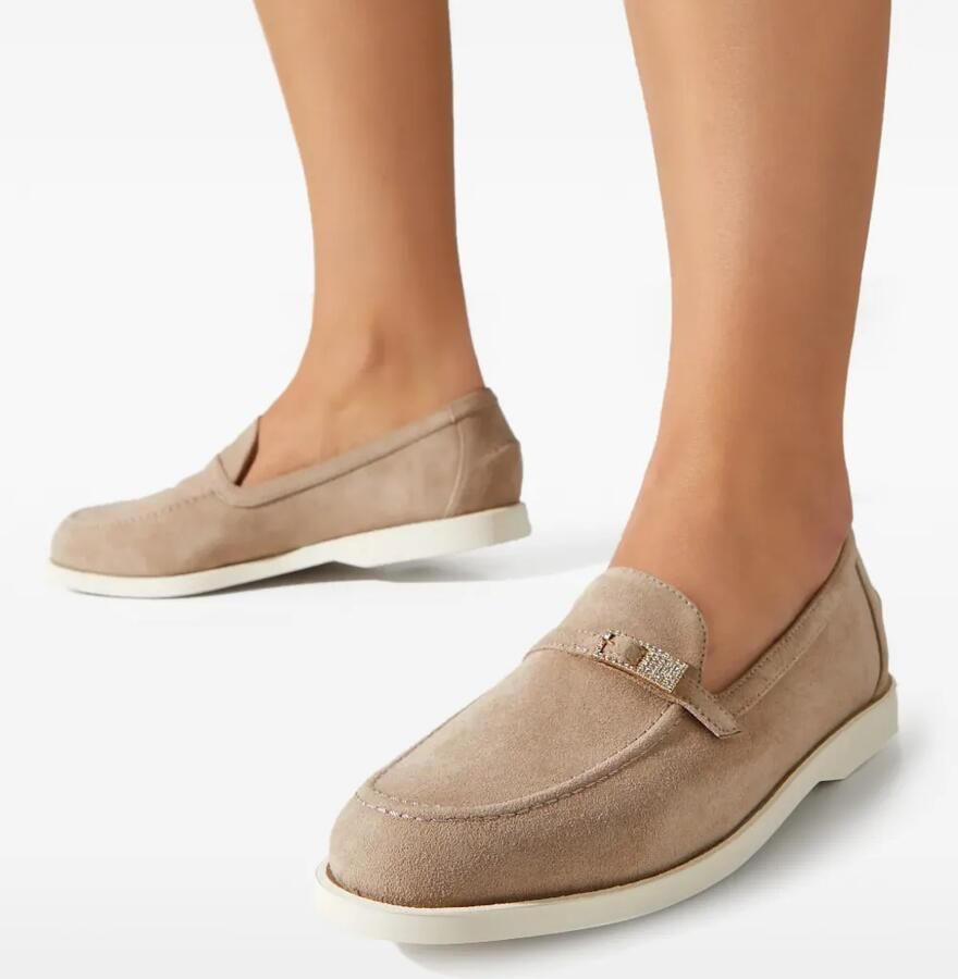 Le Silla Tower loafers verfraaid met kristallen Beige